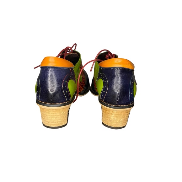 Socofy Colorful Fun Oxfords with Block Heel - New - Picture 4 of 8